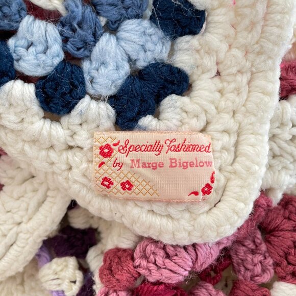 Vintage Granny Square Crochet Blanket 41" x 54" - Picture 3 of 10